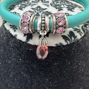 Elegant Silver and Pink Charm Bracelet